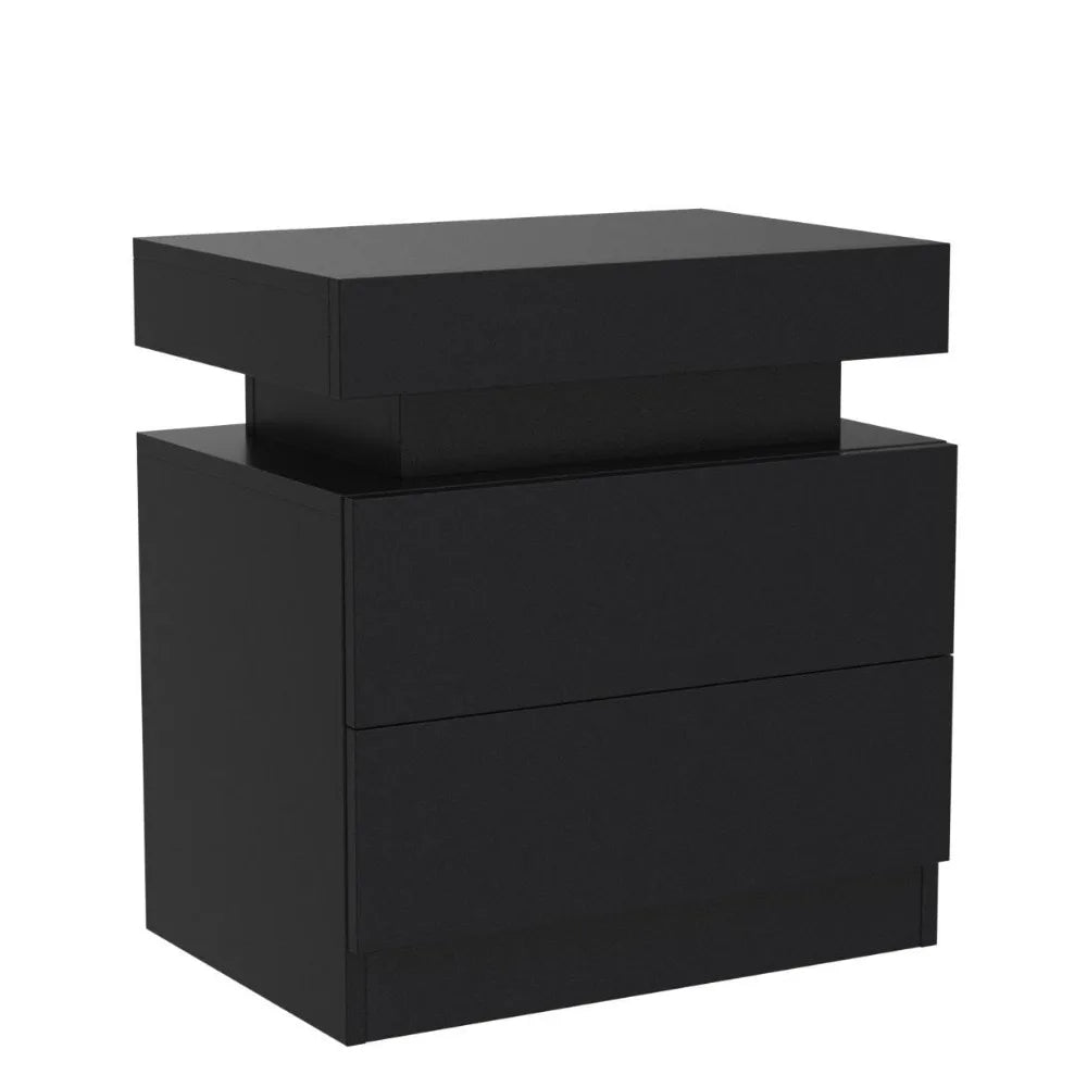 Nightstand Set of 2 LED Nightstand with 2 Drawers, Bedside Table with Drawers for Bedroom, Side Bed Table with LED, Customized
