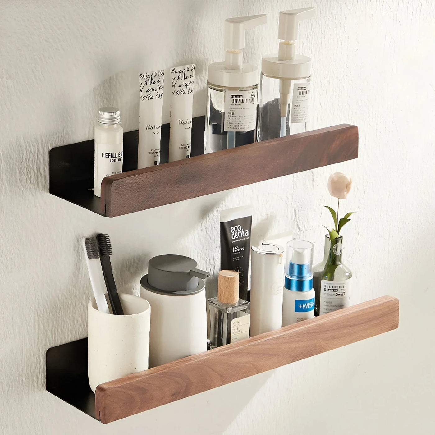 Walnut Bathroom Storage Shelf