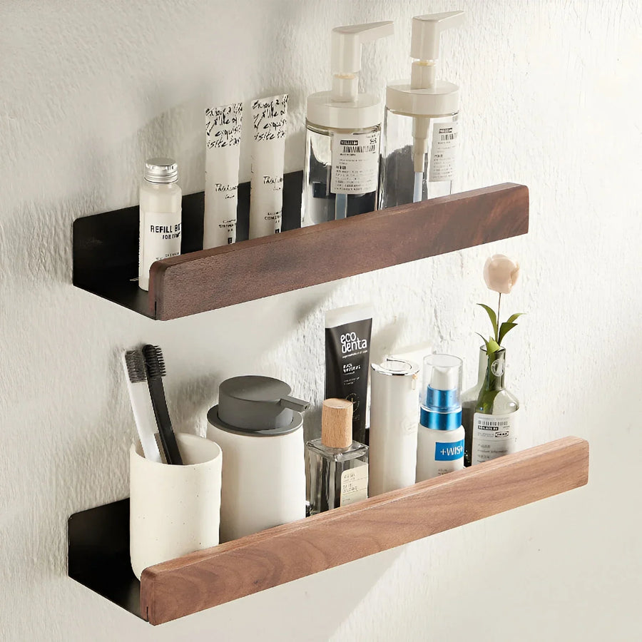 Walnut Bathroom Storage Shelf