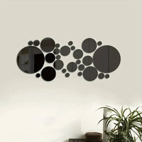 26pcs/Set 3D Round Mirror Wall Sticker Self-Adhesive Diy Decoration Bedroom Living Room Bathroom Background Decoration