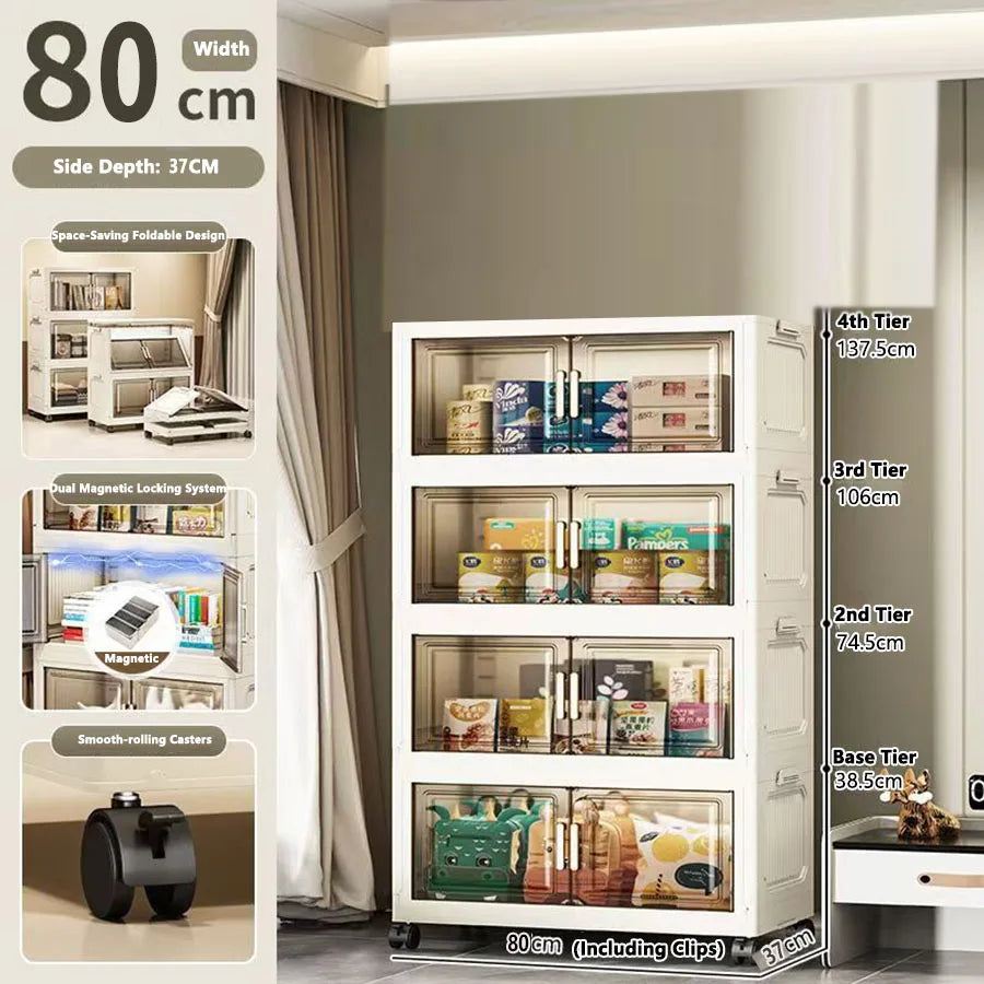 Large Capacity Multifunction Folding Storage Cabinet Dustproof Wardrobe Closet Organizer Easy-to-Install Storage Boxes