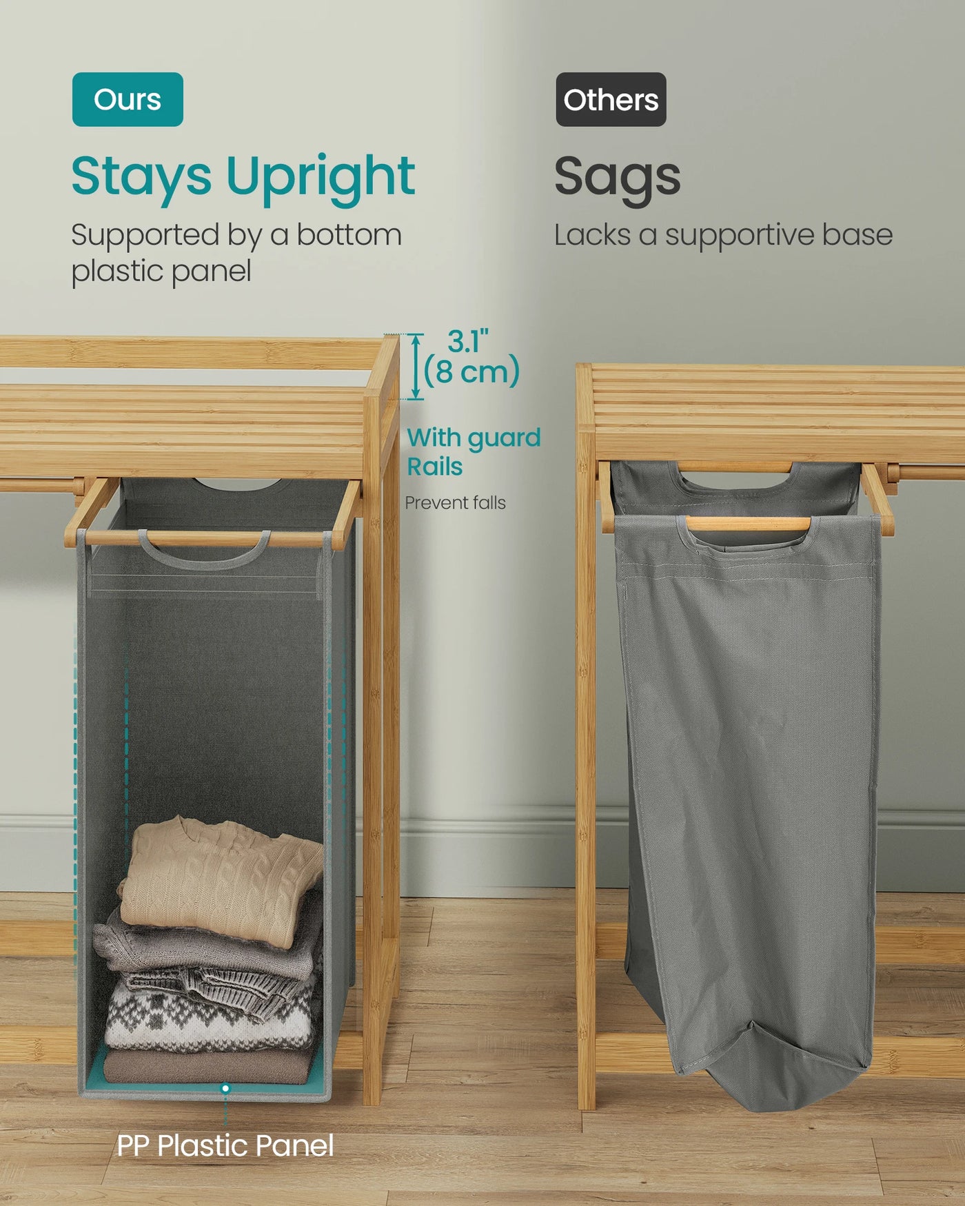 SONGMICS Laundry Basket with 3 Compartments, Laundry Hamper, Holds up to 150 L, Laundry Sorter, with Shelf, Laundry Bag