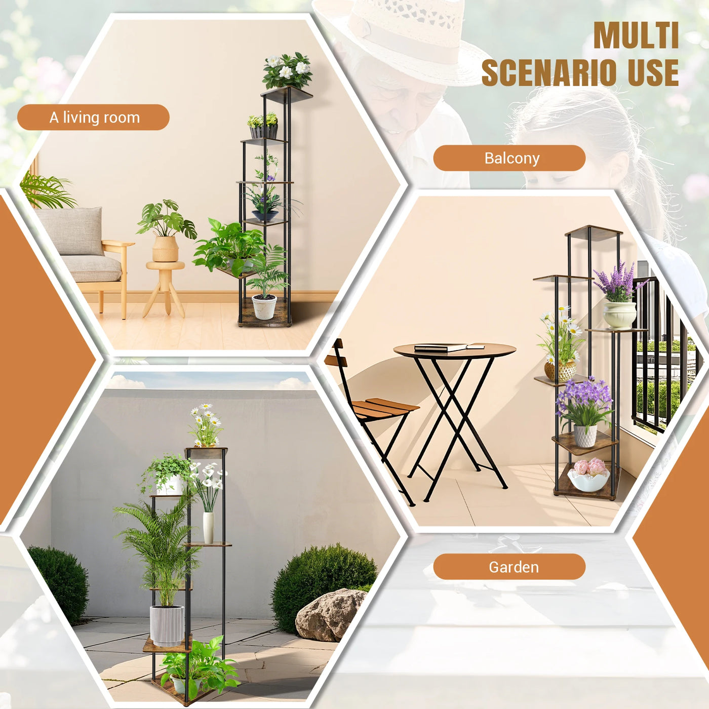 EFAN 4/5/6 Tier Plant Stand Indoor Metal Plant Shelf for Multiple Plants Small Corner Flower Stand for Patio Garden Balcony Home