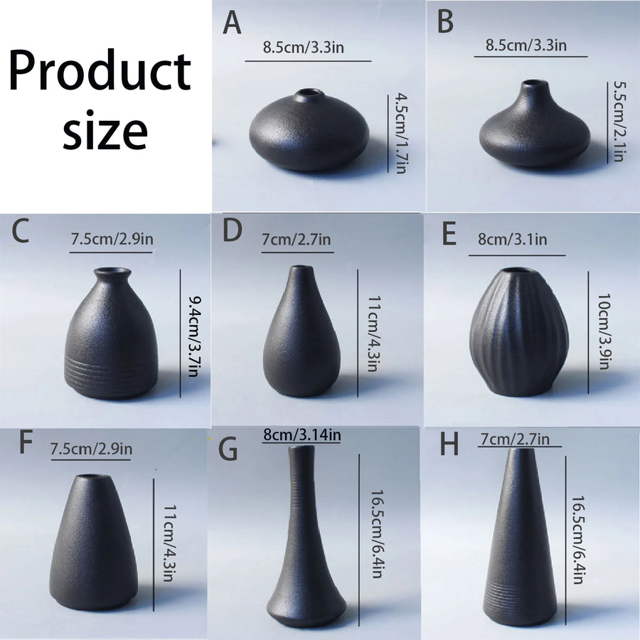 Japanese Black Ceramic Vase