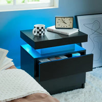 Nightstand Set of 2 LED Nightstand with 2 Drawers, Bedside Table with Drawers for Bedroom, Side Bed Table with LED, Customized