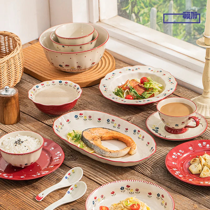 Vintage Floral Ceramic Dinnerware