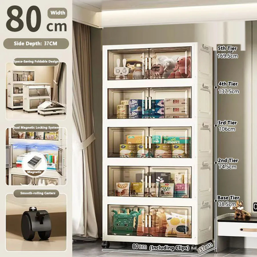Large Capacity Multifunction Folding Storage Cabinet Dustproof Wardrobe Closet Organizer Easy-to-Install Storage Boxes