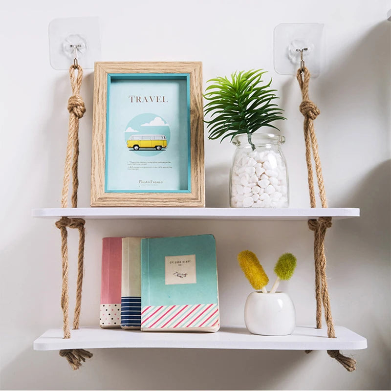 Hanging Tiered Wood Shelf