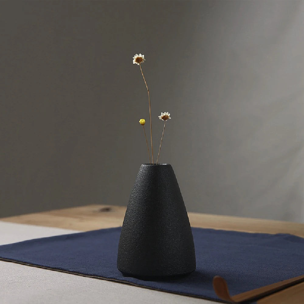 Japanese Black Ceramic Vase