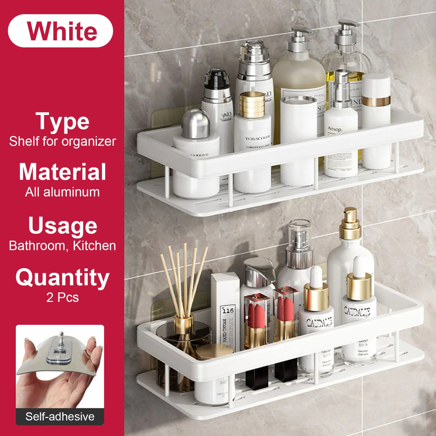 Rust-Resistant Bathroom Storage Shelf