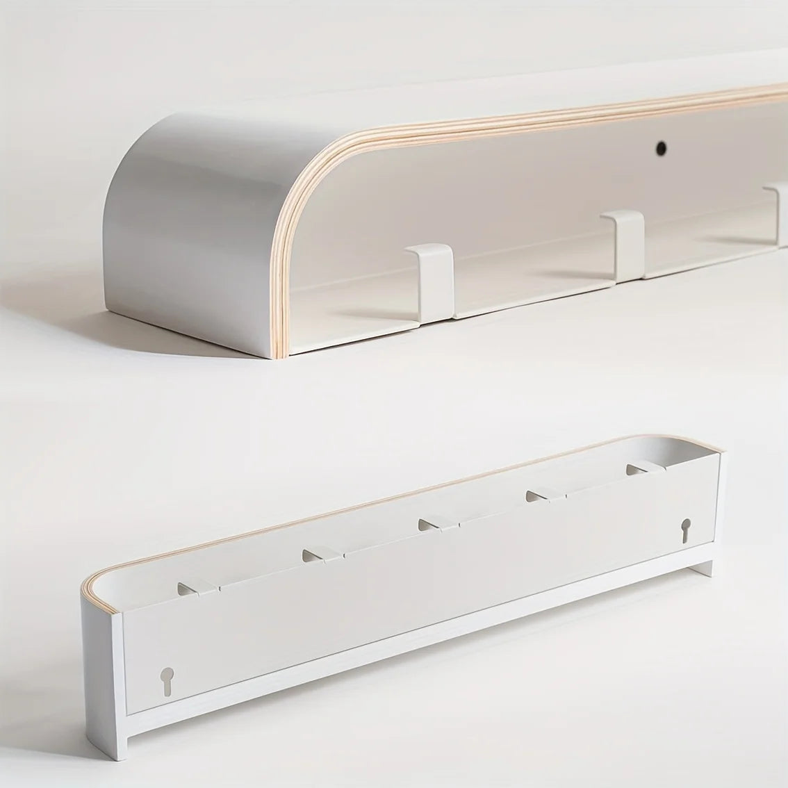 Modern Wall Coat Rack with Hidden Hooks & Shelf. Space-Saving, Solid Wood & Iron. For Entryway, Hallway. Easy Assembly.