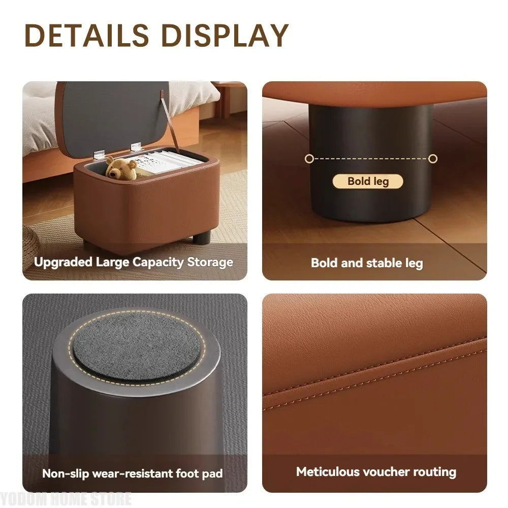 Upholstered Storage Ottoman Stool