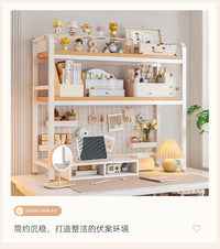 Bookcase With Grid Bookshelf Desktop Multi-layer Wrought Iron Shelf Student Computer Desk Table Hole Board Table Wooden Shelves
