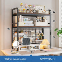 Bookcase With Grid Bookshelf Desktop Multi-layer Wrought Iron Shelf Student Computer Desk Table Hole Board Table Wooden Shelves
