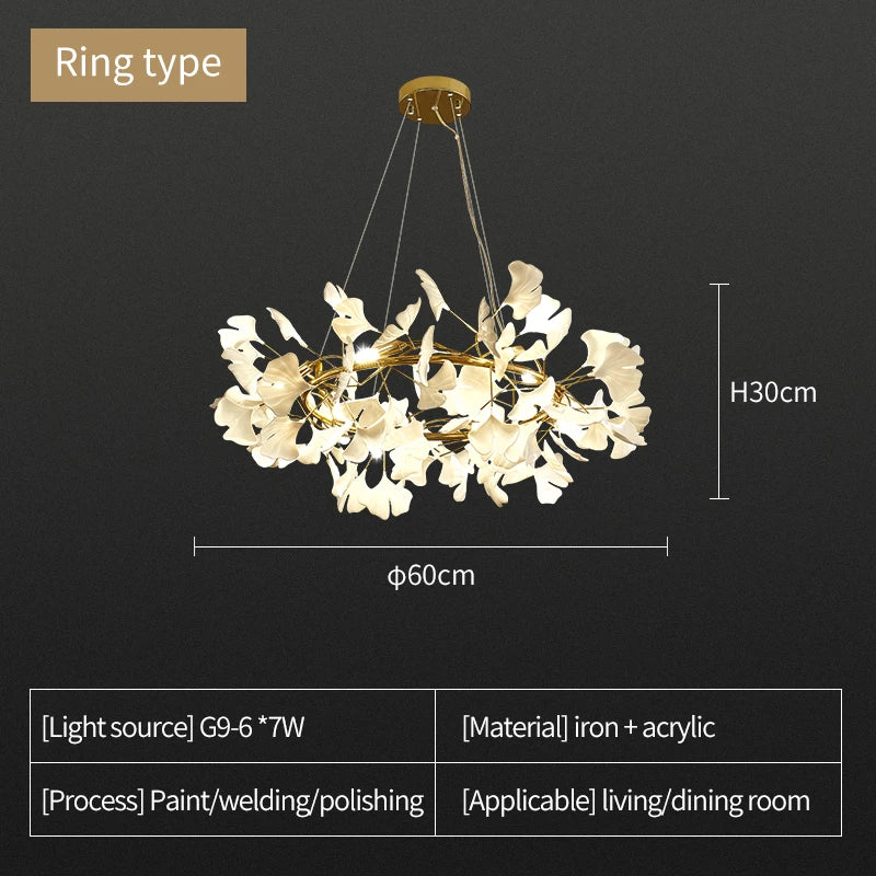 Ceramic Ginkgo Leaf Chandelier