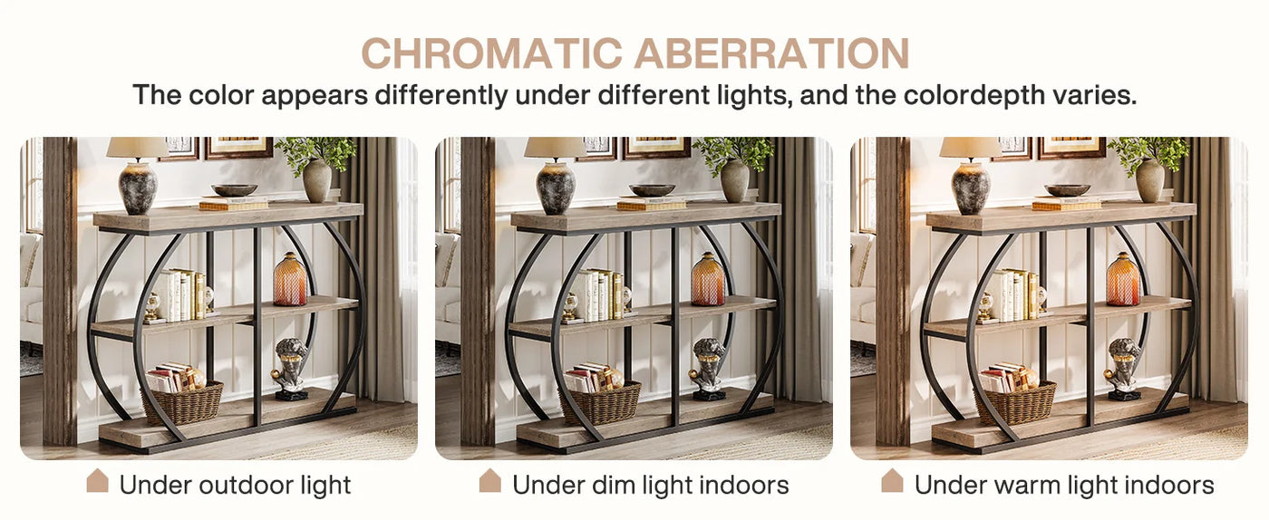 Tribesigns 41.3" Console Table, Industrial 3-Tier Entryway Table with Arched Metal Frame and Storage Shelves for Living Room