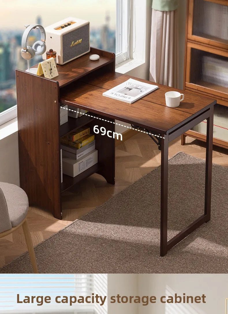 Solid Wood Folding Desk Student Household Computer Desk Bedroom Small Apartment Bedside Study Small Table Simple Desk