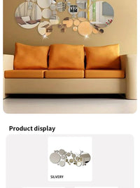 26pcs/Set 3D Round Mirror Wall Sticker Self-Adhesive Diy Decoration Bedroom Living Room Bathroom Background Decoration