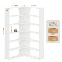 Getone 190cm bookshelf, high corner shelf with 6 levels, books wardrobe corner bookshelf living room, study 90x90x190.5cm