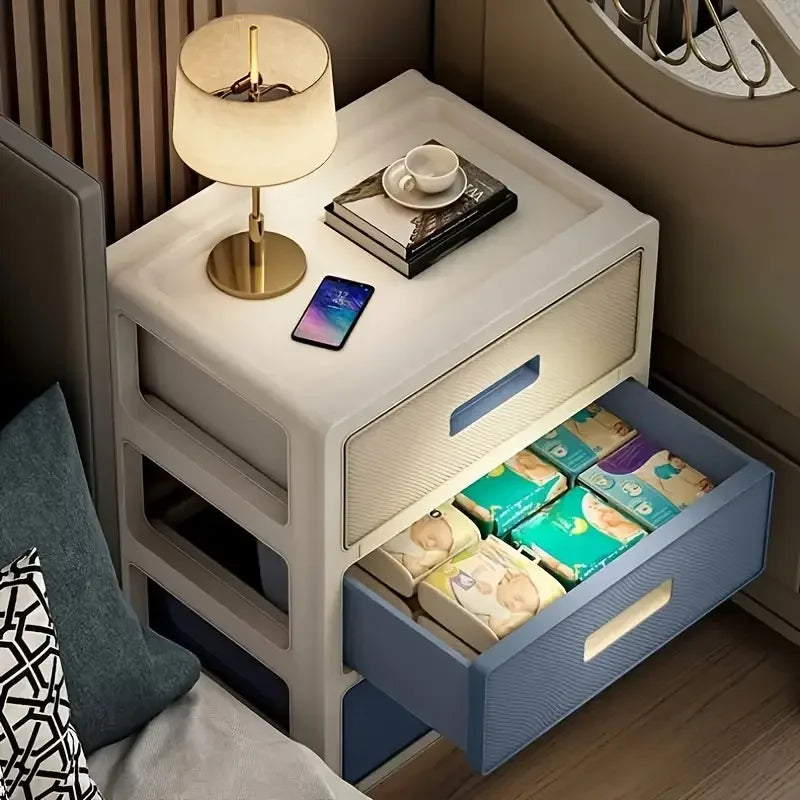 Modern Minimalist Style Bedside Table - a Portable Storage Rack That Saves Space, Equipped with 3 Drawers, Suitable for Bedrooms and Living Rooms. Simple Style, Suitable for Storing Clothes and Various Items in the Living Roo