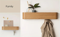 Modern Wall Coat Rack with Hidden Hooks & Shelf. Space-Saving, Solid Wood & Iron. For Entryway, Hallway. Easy Assembly.
