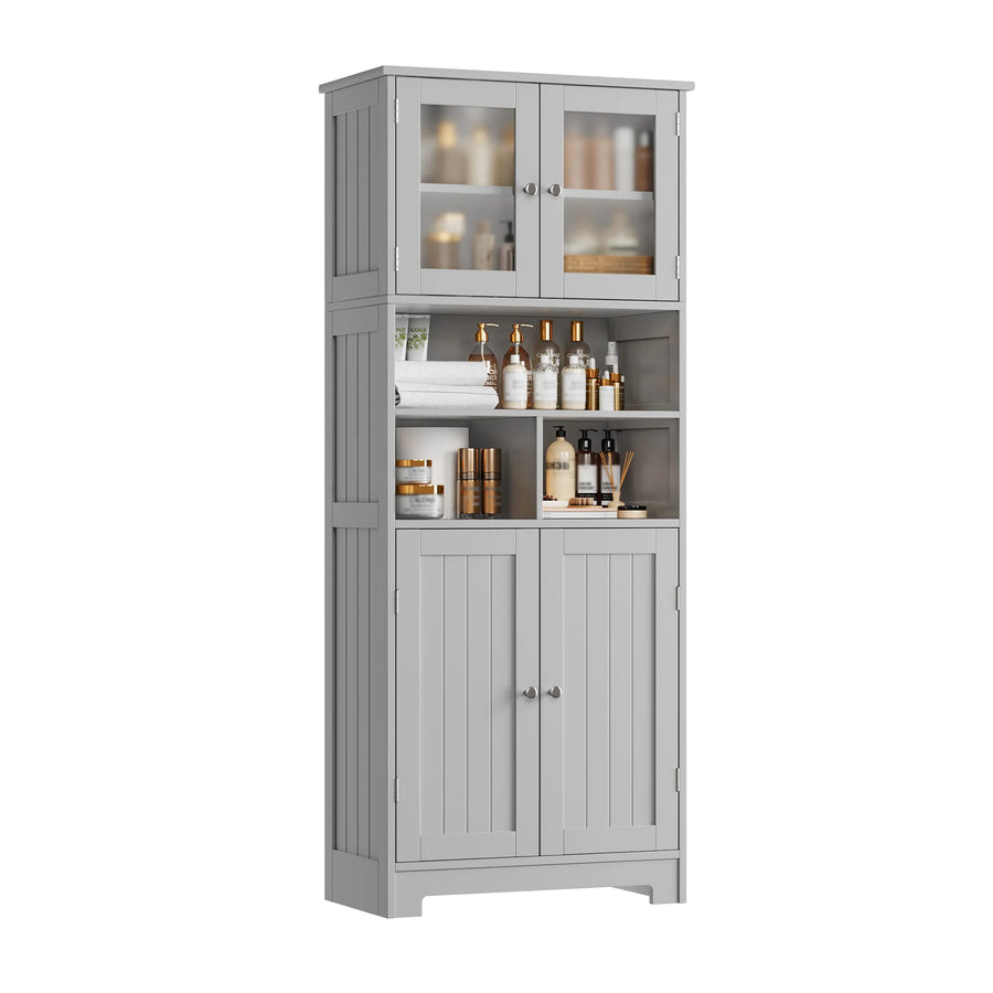 Bathroom wardrobe High, Bathroom wardrobe High wardrobe with 4 Doors Adjustable Floor Kitchen wardrobe High wardrobe Wood