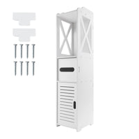 Bathroom Cabinet with Door, 80x20x12cm, Slim and Tall, PVC Material Waterproof, Easy to Install, Easy to Clean,