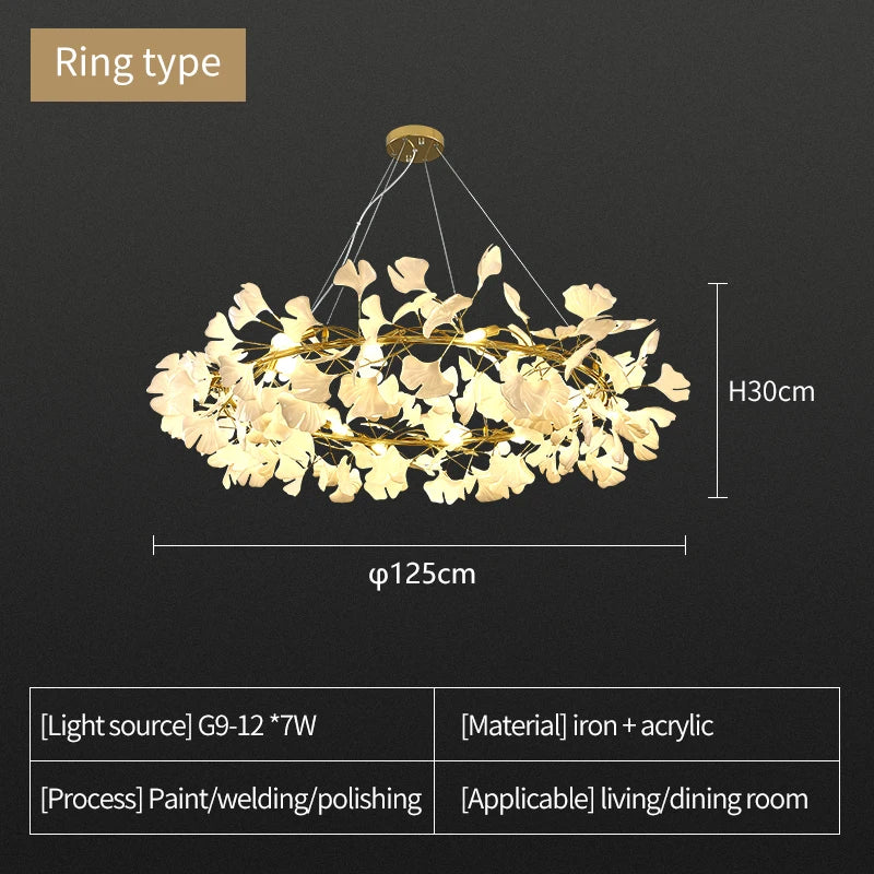 Ceramic Ginkgo Leaf Chandelier
