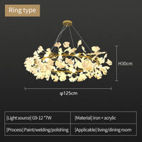 Ceramic Ginkgo Leaf Chandelier