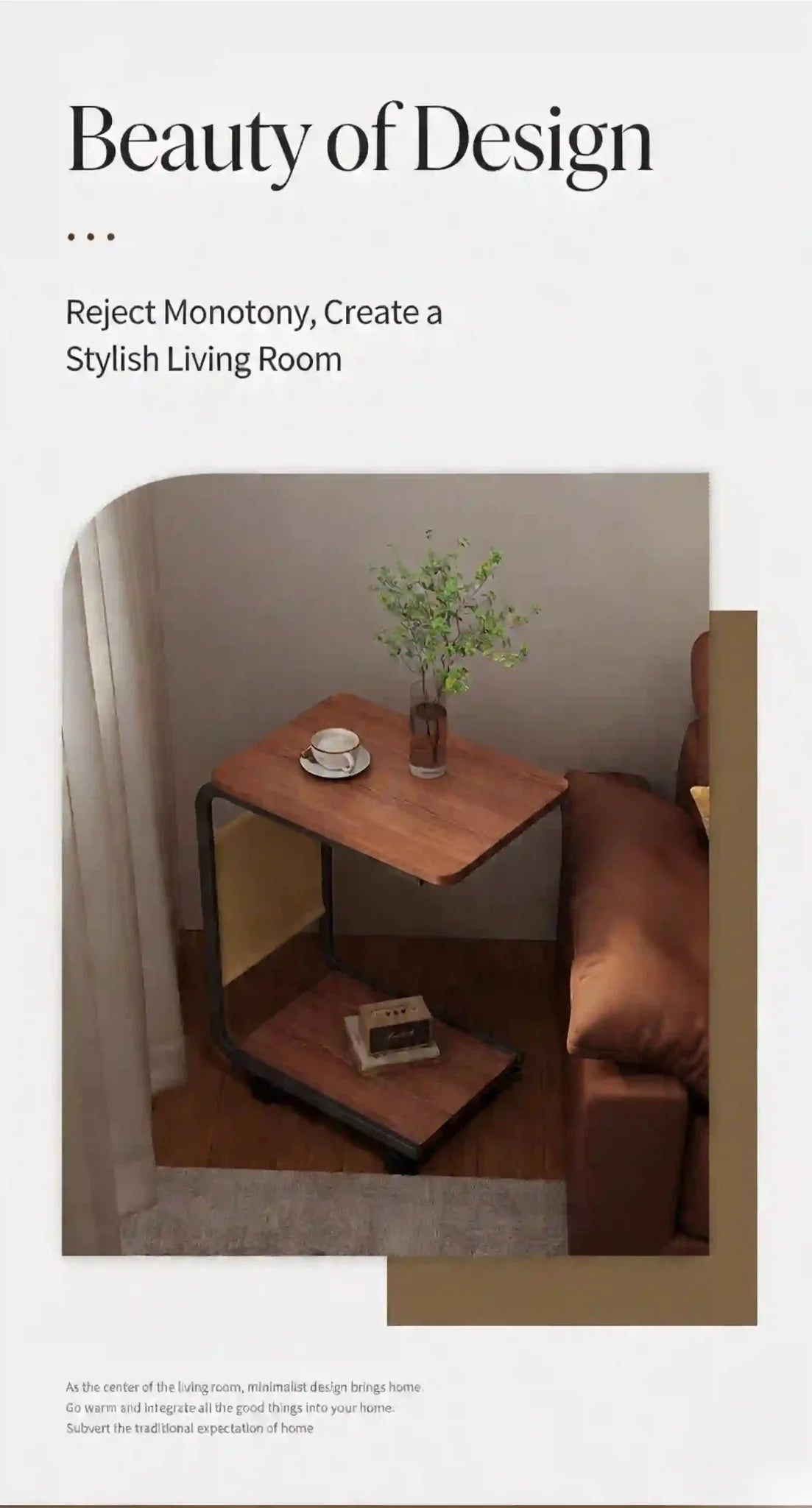 C Shaped Side Table 2-Tier Open Storage 60KG Load Capacity Versatile End Table with Storage Bag for Living Room Bedroom Office