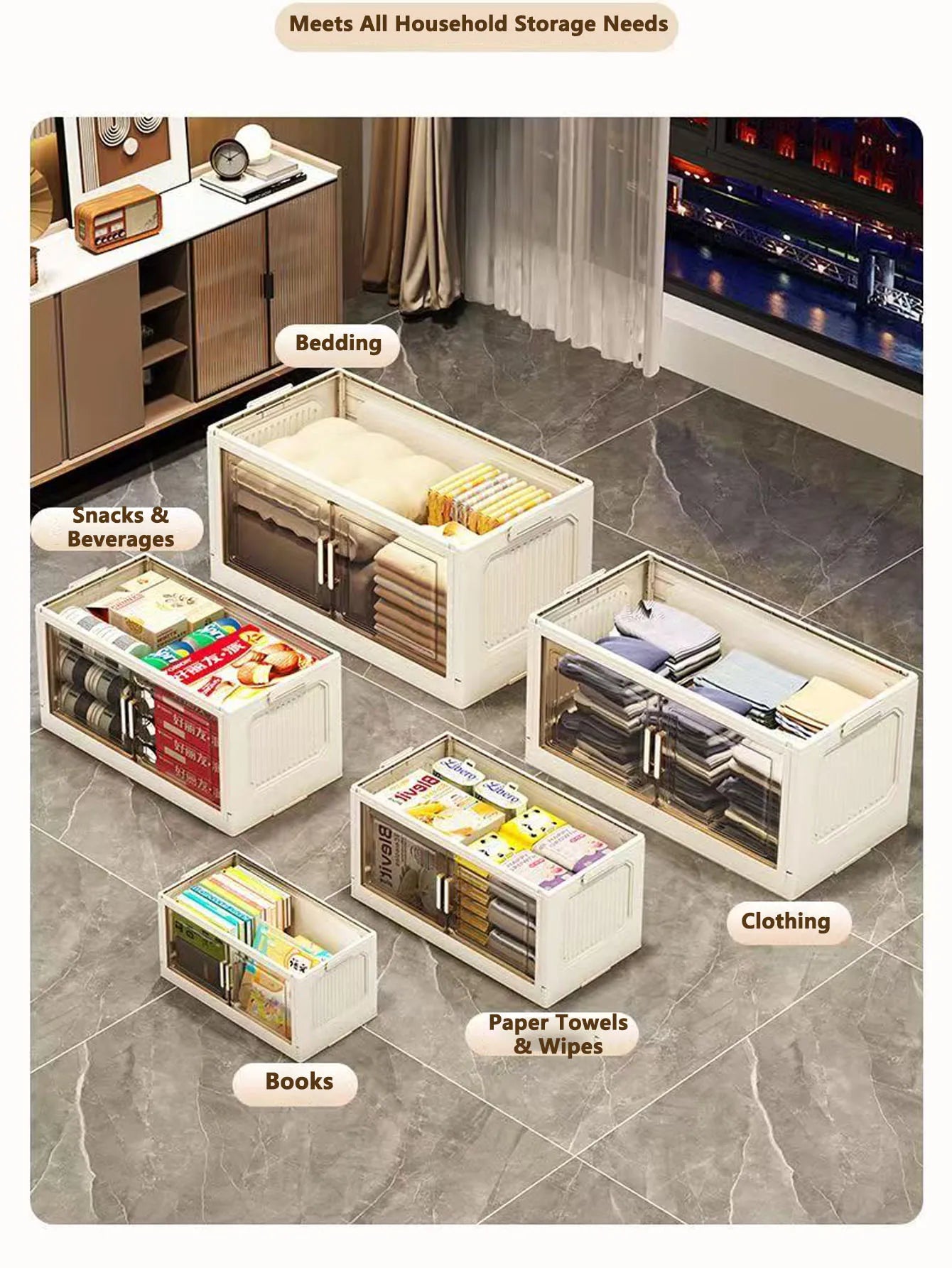 Large Capacity Multifunction Folding Storage Cabinet Dustproof Wardrobe Closet Organizer Easy-to-Install Storage Boxes