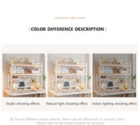 Bookcase With Grid Bookshelf Desktop Multi-layer Wrought Iron Shelf Student Computer Desk Table Hole Board Table Wooden Shelves