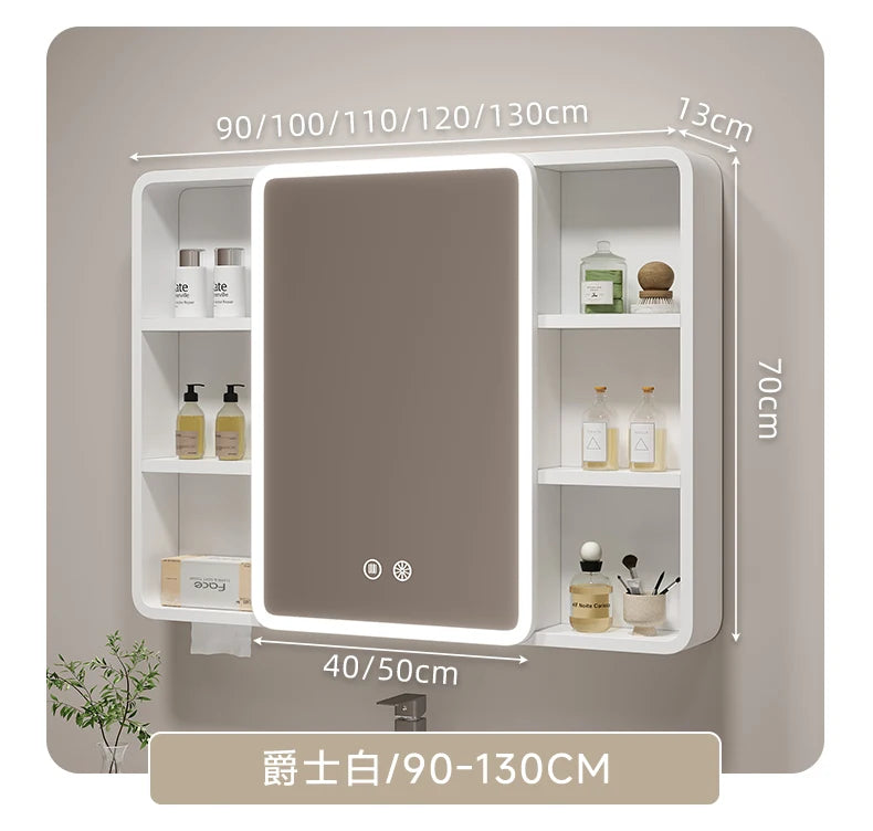 Corner Round Aluminium Mirror Cabinet – Wall Mounted Bathroom Storage