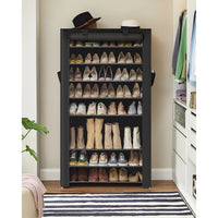 Étagère à Chaussures 40 Paires de chaussures -10 Niveaux - Housse anti Poussière - Porte-chaussures 88x28x160cm Noir