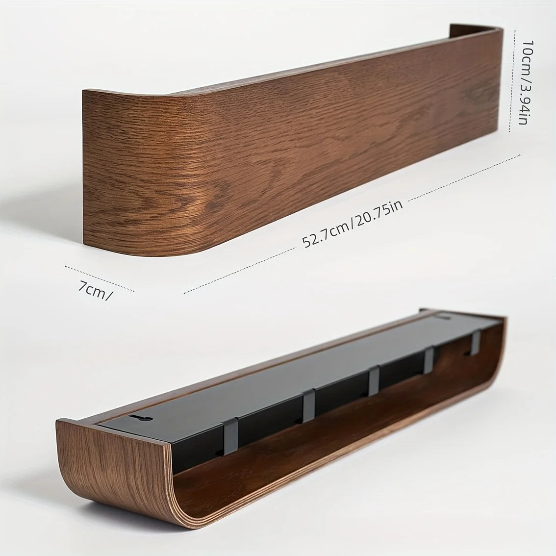 Modern Wall Coat Rack with Hidden Hooks & Shelf. Space-Saving, Solid Wood & Iron. For Entryway, Hallway. Easy Assembly.