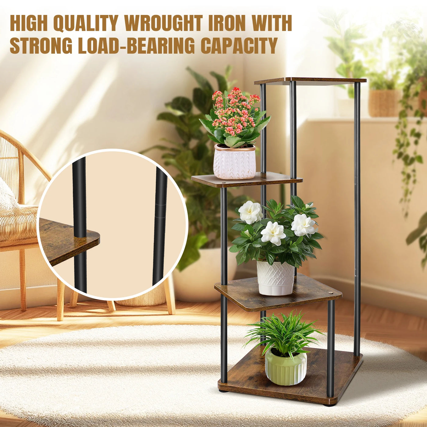 EFAN 4/5/6 Tier Plant Stand Indoor Metal Plant Shelf for Multiple Plants Small Corner Flower Stand for Patio Garden Balcony Home