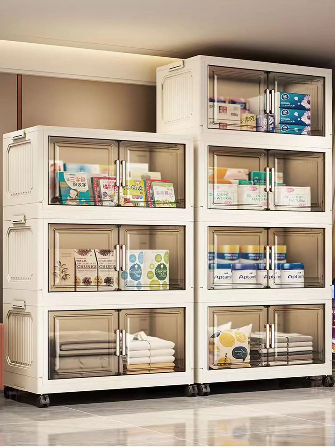 Large Capacity Multifunction Folding Storage Cabinet Dustproof Wardrobe Closet Organizer Easy-to-Install Storage Boxes