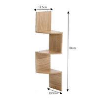 Haodirect 3/5 Layer Wooden Corner Shelf Living Room Bedroom Bookcase Floating Corner Shelf Modern Simple Home Decoration