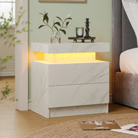 Cubehom LED Bedside Table with 2 Drawers Modern Bedside Table LED Nightstands for Bedroom