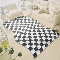 Retro Checkerboard Plush Rug