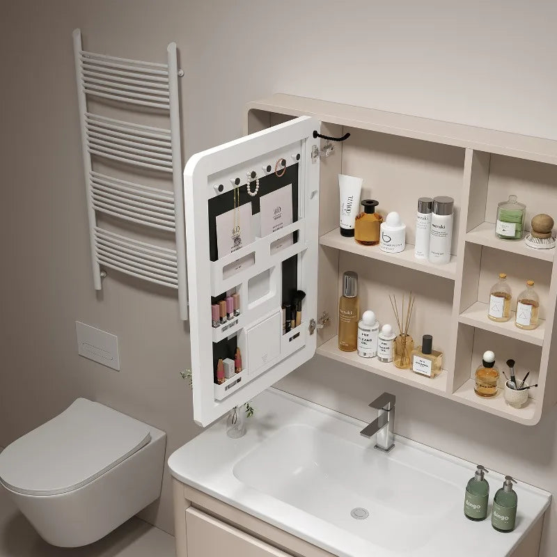 Corner Round Aluminium Mirror Cabinet – Wall Mounted Bathroom Storage