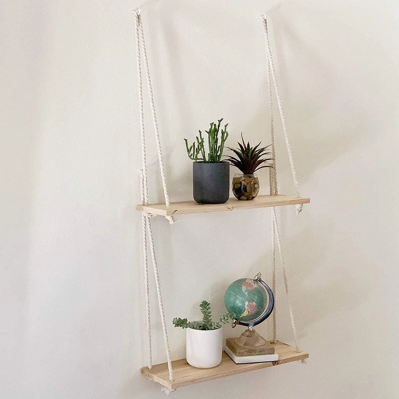 Rustic Wooden Rope Shelf