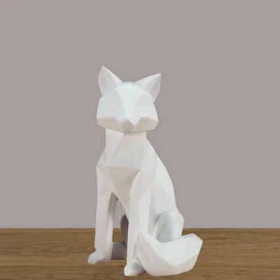 Geometric White Fox Sculpture