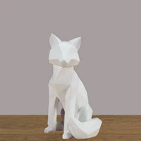 Geometric White Fox Sculpture