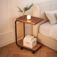C Shaped Side Table 2-Tier Open Storage 60KG Load Capacity Versatile End Table with Storage Bag for Living Room Bedroom Office