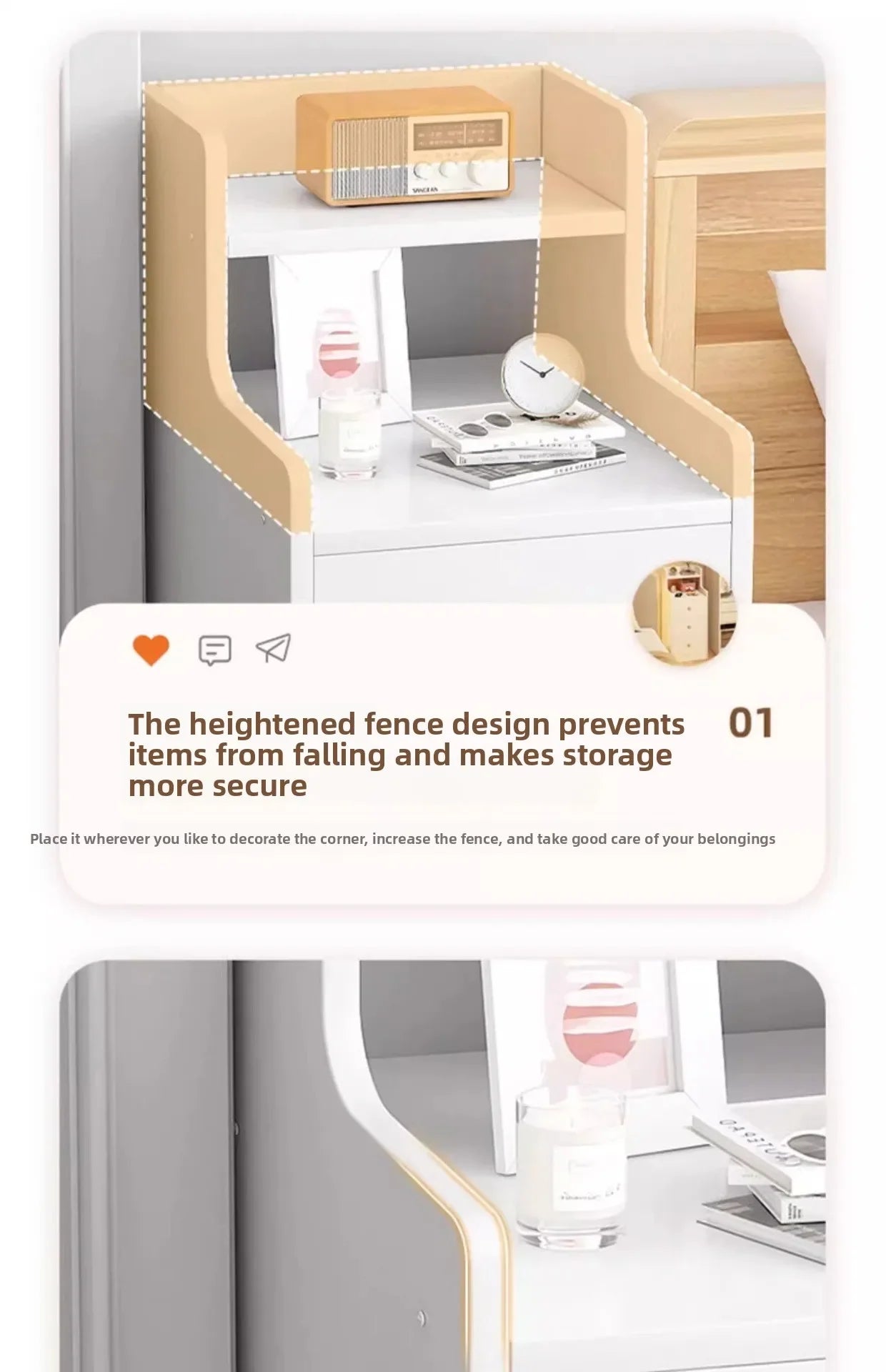 Bedside table Extremely narrow bedside crevice shelf bedside side low cabinet