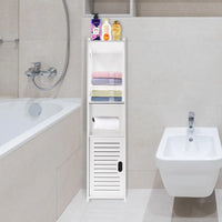 Bathroom Cabinet with Door, 80x20x12cm, Slim and Tall, PVC Material Waterproof, Easy to Install, Easy to Clean,