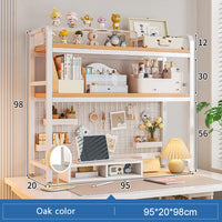 Bookcase With Grid Bookshelf Desktop Multi-layer Wrought Iron Shelf Student Computer Desk Table Hole Board Table Wooden Shelves