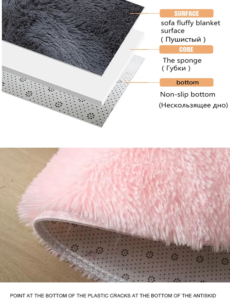 Round Fluffy Bedroom Rug