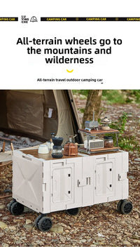 Outdoor camper trolley case picnic tools car foldable movable dining table multi-functional camp car